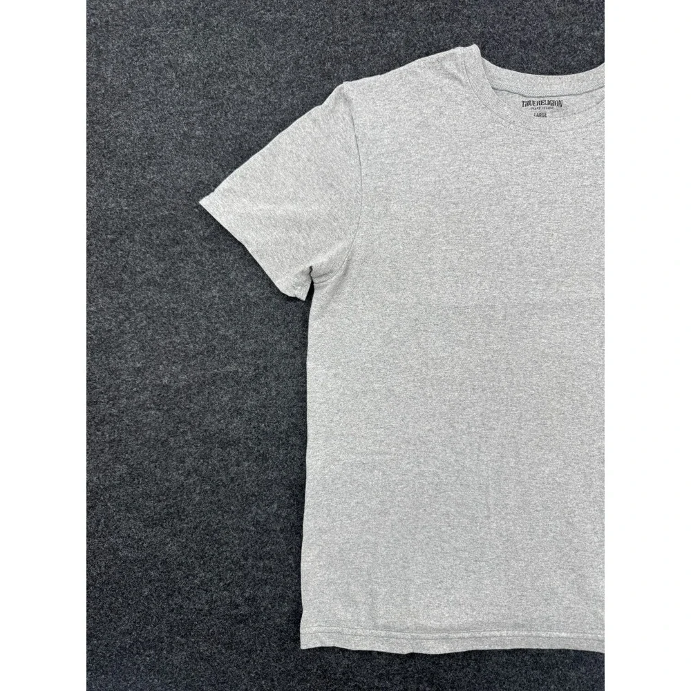 True Religion T Shirt Mens Large Heather Gray Cotton Logo Crew Neck Classic